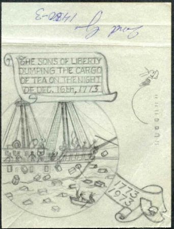 Ralph Dyer Artwork : Scott 1480-83, Boston Tea Party