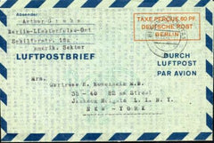 Germany 1949 Berlin Aerogram, VF commercially used to NY.