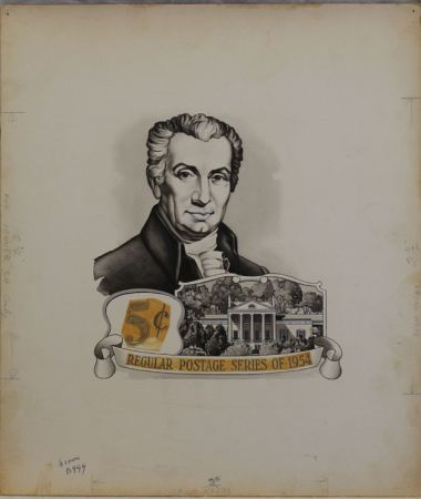 US Artmaster Scott 1038 1954 - 68 James Monroe - Artwork