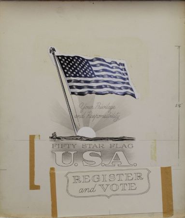 US Artmaster Scott 1249,1338 1964 Register and Vote (1249): Flag Issue (1338) - Artwork