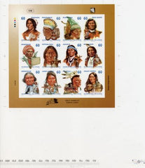 Marshall Is. 699 Imperf M/S of 12, Great Am. Indian Chiefs