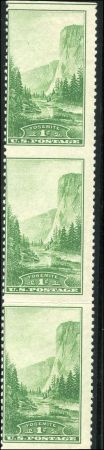 US 740a Error LH Strip of 3 - Horizontal Imperf - Signed "SA" Spencer Andreson