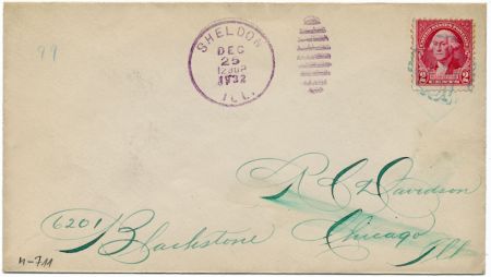 US Illinois, Sheldon 707 Fancy Cancel Cover, Santa Claus
