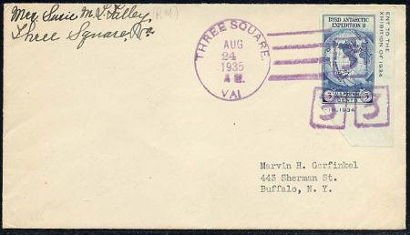 US Virginia, Three Square 1935 (Aug 24) 768a Fancy Cancel Cover