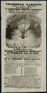 Great Britain 1845 Balloon Night Ascent Flyer