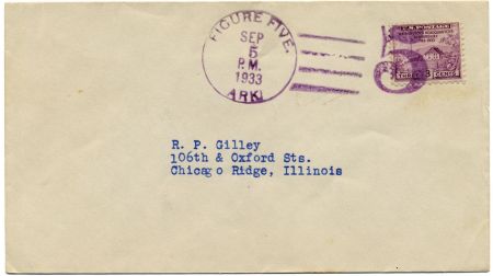 US Arkansas, Figure Five 727 Fancy Cancel Cover, Solid Numeral 5