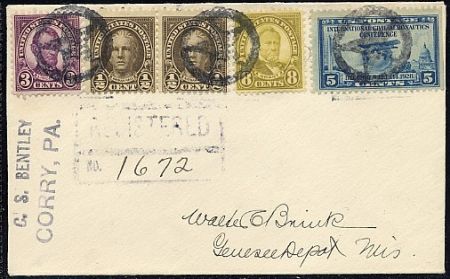 US Pennsylvania, Corry 635, 640, 650, 653 Fancy Cancel Cover, Star in Circle
