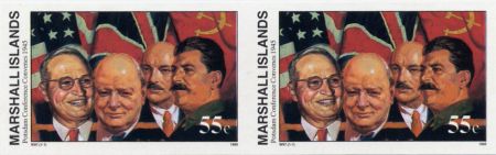 Marshall Is. 518 Imperf Pair, Postdam Conference, Truman, Churchil, WWll