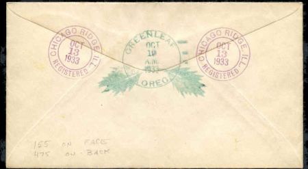 US Illinois, Chicago Ridge 734 Fancy Cancel Cover, Pinwheel, Leaf