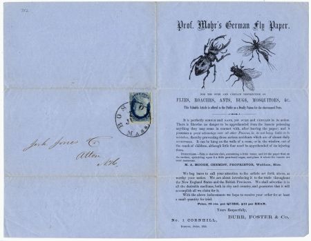 US 1850 Advertising Cover for German Fly Paper with Scott 7