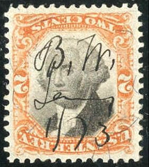 US R135b Revenue VF - XF inverted center, manuscript cancel, lovely stamp