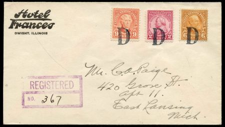 US Illinois, Dwight 558, 561, 689 Fancy Cancel Cover, "D"