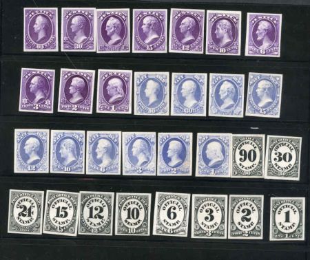US O1P4 - O93P4 Officials Set of Plate Proofs on Card cv $878++