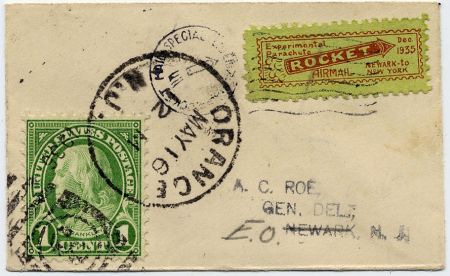 US 1936 Rocket Mail Cover, Roessler