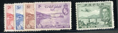 Papua C5-6, 8-9 Faint "Especimen" Ovpt C12 "Amostra" Ovpt stamps with minor flaws