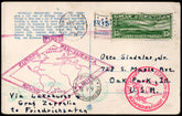 US 1930 C13 VF on F-VF Zeppelin Flight PPC , Picture of Michigan Ave from Lake Michigan