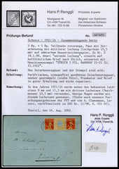 Switzerland 1922 Zumstein S18, 5rp + 5rp Tell boy Pair on Cover, Renggli Certificate