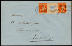 Switzerland 1922 Zumstein S18, 5rp + 5rp Tell boy Pair on Cover, Renggli Certificate