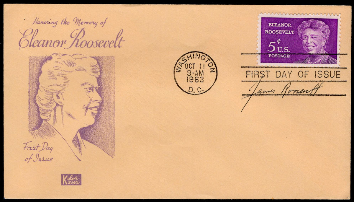 US 1963 #1236 FDC Signed by James Roosevelt, Son of Eleanor & FDR