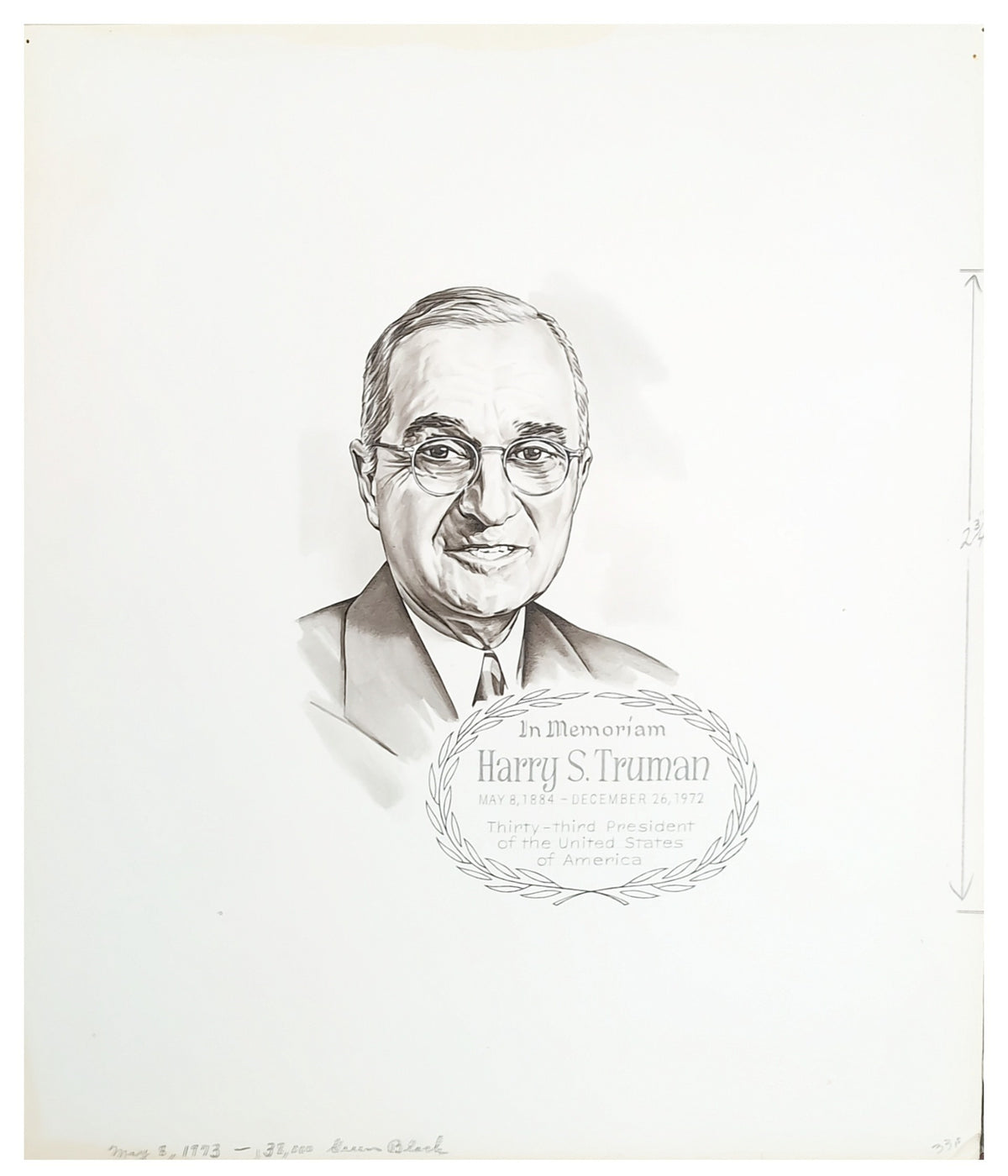 US Artmaster Scott 1499 1973 President Harry Truman - Artwork