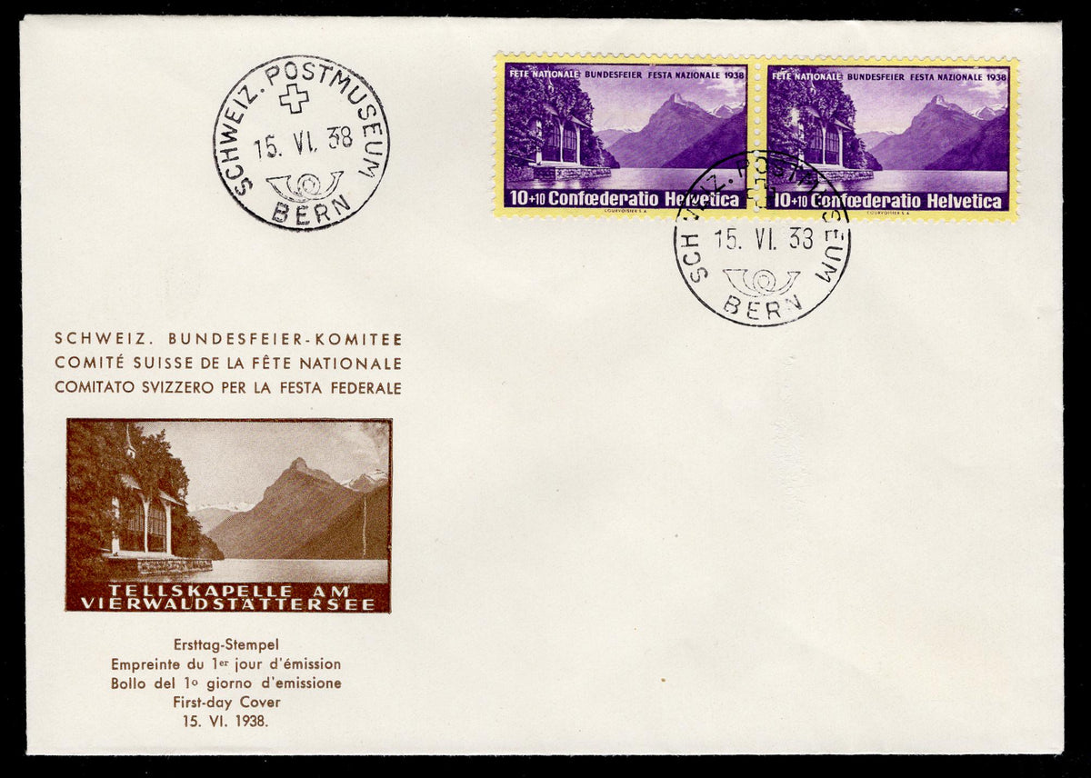 Switzerland 1938 #B90 FDC Cacheted and Unaddressed