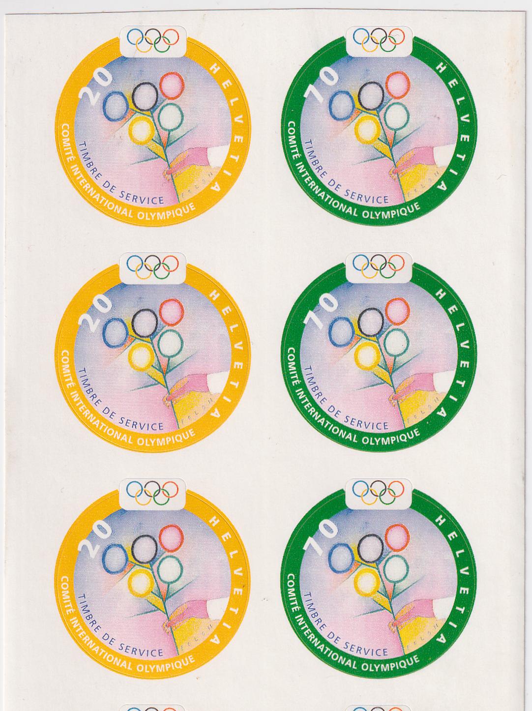 2000 International Olympic Committee #1-2 Special Printing  in Block of 6