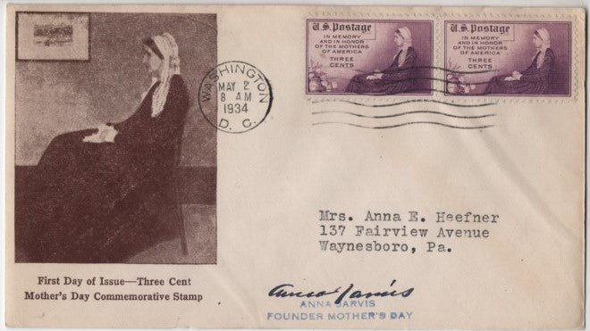 US 738 First Day Cover Anna Jarvis, Founder of Mother's Day