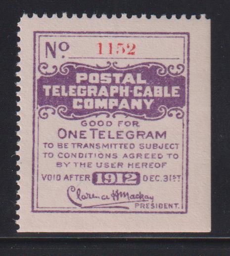 US Telegraph #15T45 Mint\LH VF