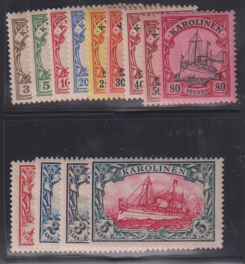 German Colonies - Caroline Islands #7-19 Hinged F - VF