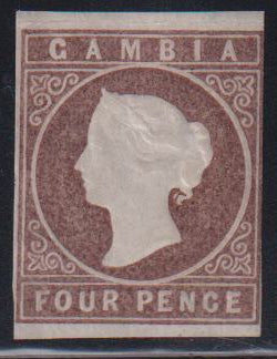 British Area A- M - Gambia #3 Mint\Hinged F