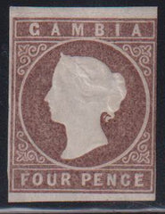 British Area A- M - Gambia #3 Mint\Hinged F