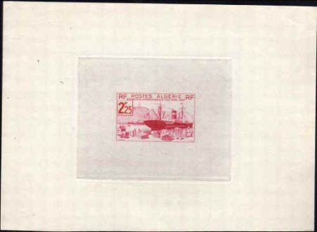 Algeria 130  Artist Die Proof, Ship, Rose Red