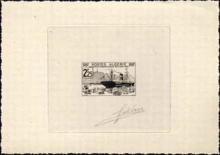 Algeria 130  Artist Die Proof, Ship, in Soft Black