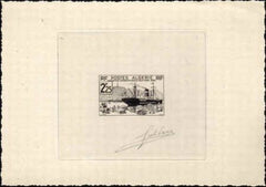 Algeria 130  Artist Die Proof, Ship, in Soft Black