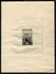 Algeria CB3  Artist Die Proof, Airplane, Clock Tower, in Black, Signed