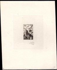 Algeria C10  Artist Die Proof, Birds, in Sepia, Signed