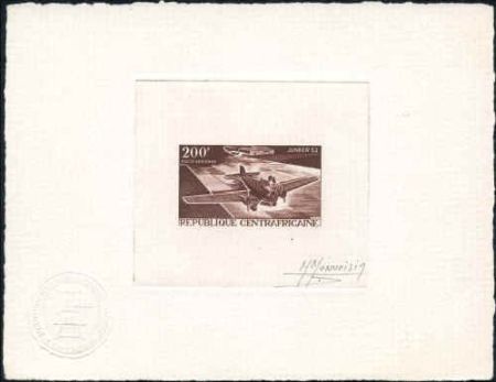 Central Africa C48 Artist Die Proof in Brown, Junker Plane