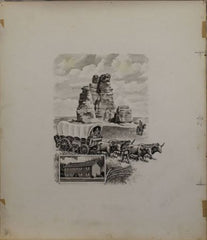 US Artmaster Scott 1061 1954 Kansas Territory, Pioneer Wagon Train  - Artwork
