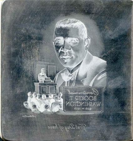 US Artmaster Scott 1074 1956 Booker T. Washington, Log Cabin - Plate