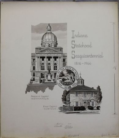 US Artmaster Scott 1308 1966 Indiana Statehood  - Artwork