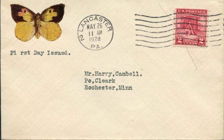 US 1928 645 with Butterfly