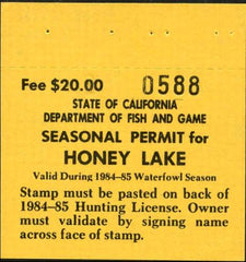 US 1984-85 Honey Lake permit stamp