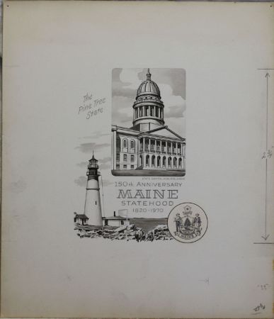 US Artmaster Scott 1391 Maine Statehood, Lighthouse - Artwork