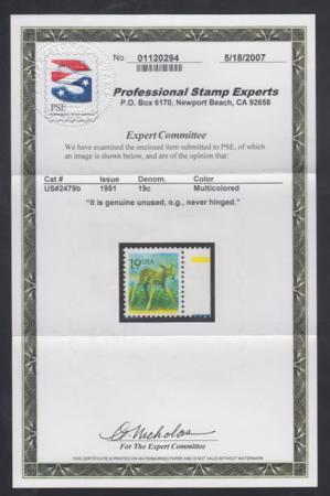US 2479b Error VF - XF NH Red Omitted, PSE Cert, cv 675.00