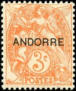 French Andorra F - VF NH 1 - 3 P1 1931 1st issue