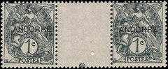 French Andorra F - VF NH  Gutter Blocks 1 - 3 P1 1931 1st issue