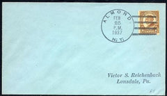 US New York, Almond 553 Fancy Cancel Cover Almond, NY Cancel