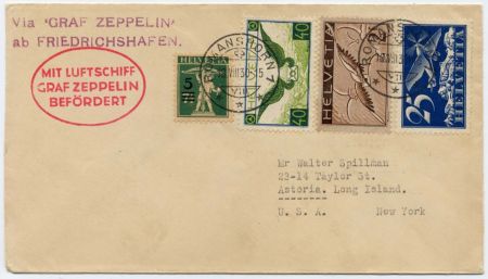Switzerland 1930 Vaduz Flight with Scott 208, C5, C13 and C15