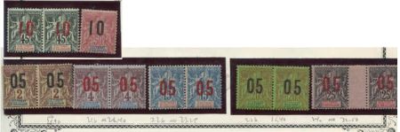 French Colonies Anjouan 20a, 21b, 22b, 23b, 24a, 27a all in pairs