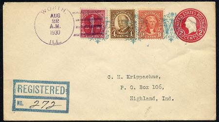US Illinois, Worth 641, 685, 688, U429 Fancy Cancel Cover, Ornate W